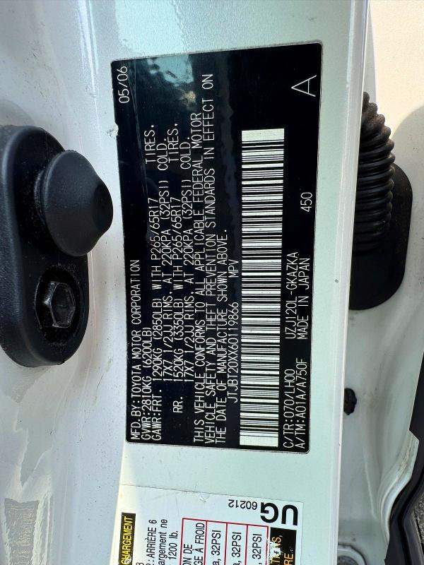 Продаж на аукціоні авто 2006 Lexus Gx, vin: JTJBT20XX60119866, номер лоту: 61450186