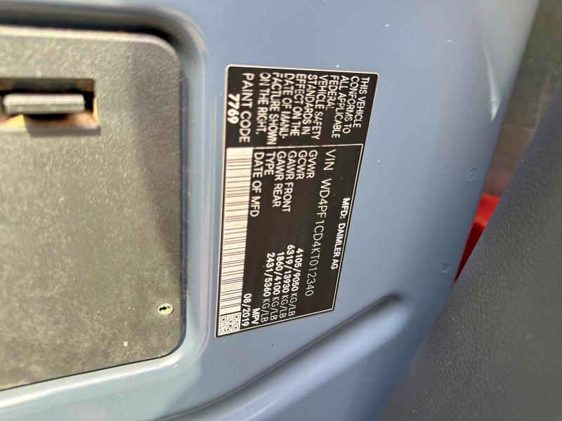 62896616 :رقم المزاد ، WD4PF1CD4KT012340 vin ، 2019 Mercedes-benz Sprinter مزاد بيع