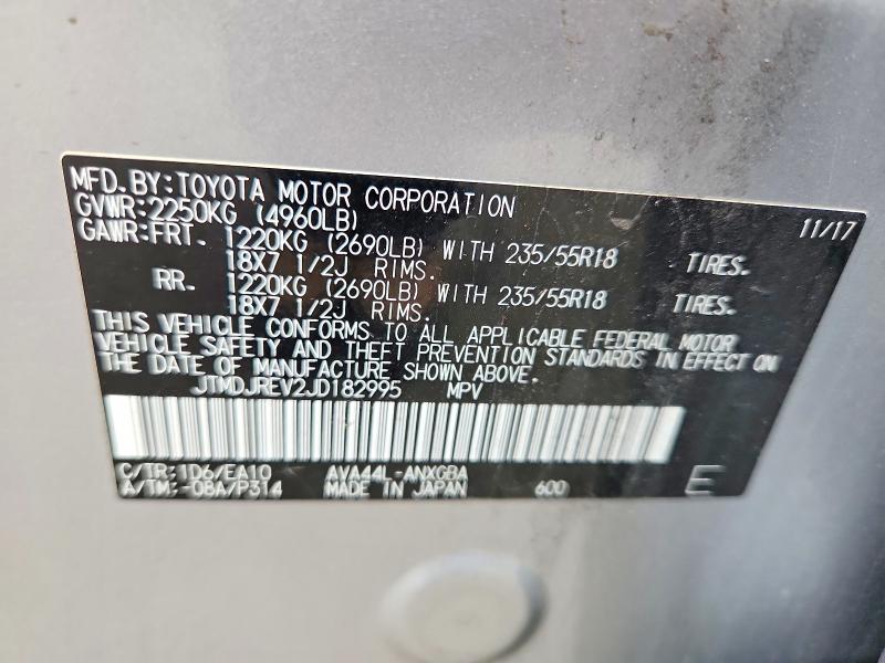 Продаж на аукціоні авто 2018 Toyota Rav4 Hv, vin: JTMDJREV2JD182995, номер лоту: 65159826