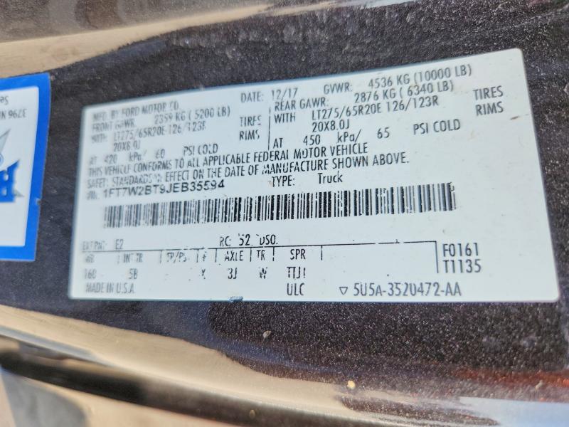 Продажа на аукционе авто 2018 Ford F250, vin: 1FT7W2BT9JEB35594, номер лота: 63771086