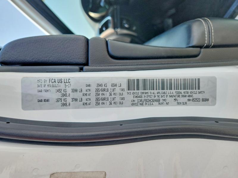 63529166 :رقم المزاد ، 1C4RJFBG3HC924668 vin ، 2017 Jeep Grand Cherokee مزاد بيع