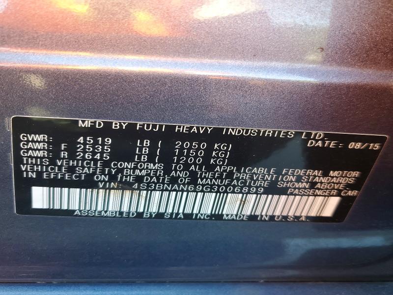 64923086 :رقم المزاد ، 4S3BNAN69G3006899 vin ، 2016 Subaru Legacy مزاد بيع