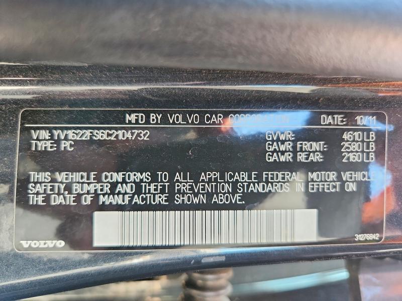 Продажа на аукционе авто 2012 Volvo S60, vin: YV1622FS6C2104732, номер лота: 66526586