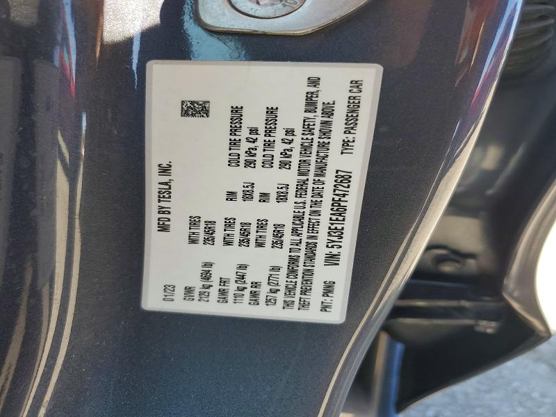 Aukcja sprzedaży 2023 Tesla Model 3, vin: 5YJ3E1EA6PF472687, numer aukcji: 65054956