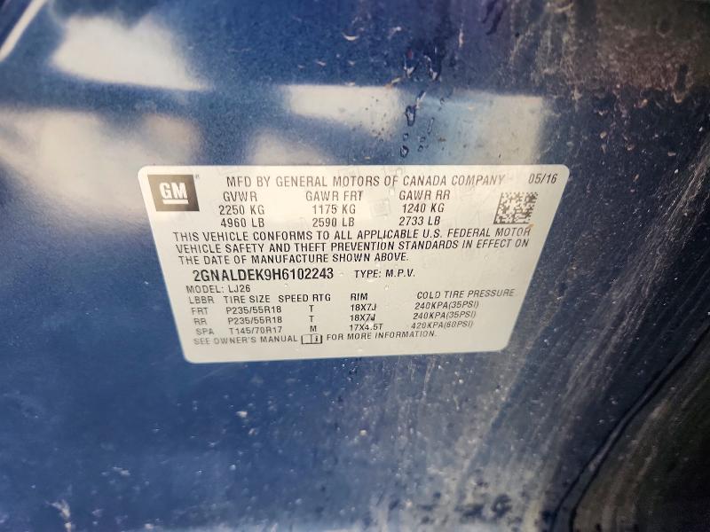 Aukcja sprzedaży 2017 Chevrolet Equinox, vin: 2GNALDEK9H6102243, numer aukcji: 66088446