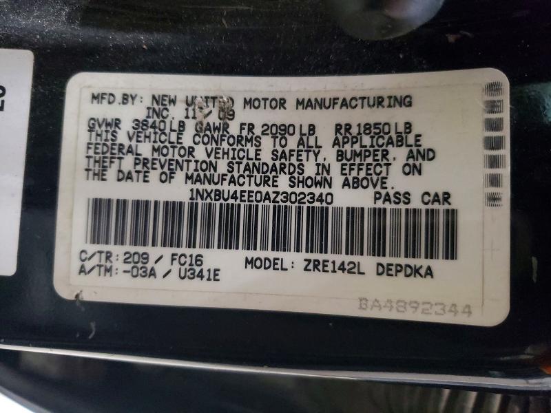 Aukcja sprzedaży 2010 Toyota Corolla, vin: 1NXBU4EE0AZ302340, numer aukcji: 65390366