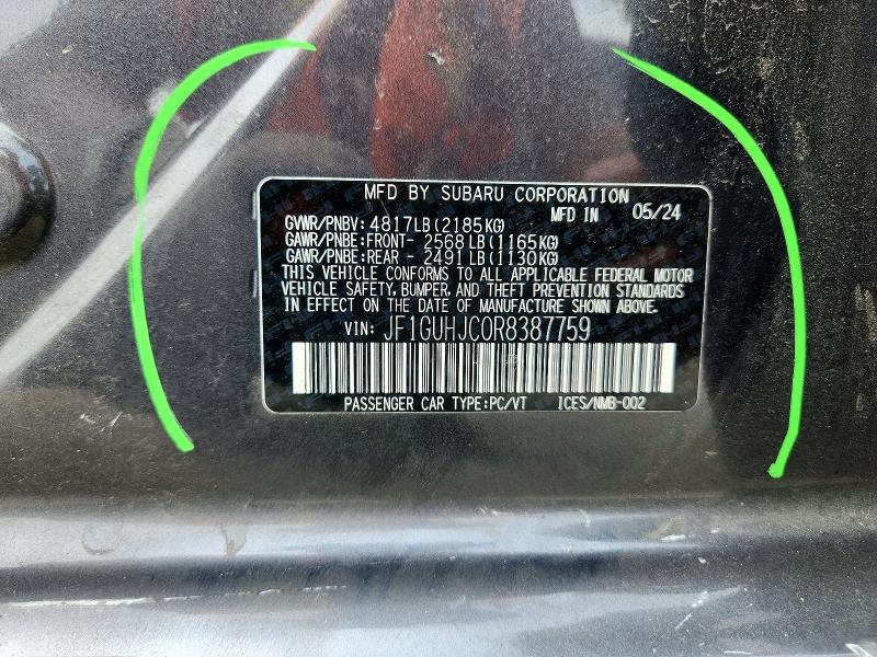 66480466 :رقم المزاد ، JF1GUHJC0R8387759 vin ، 2024 Subaru Impreza مزاد بيع