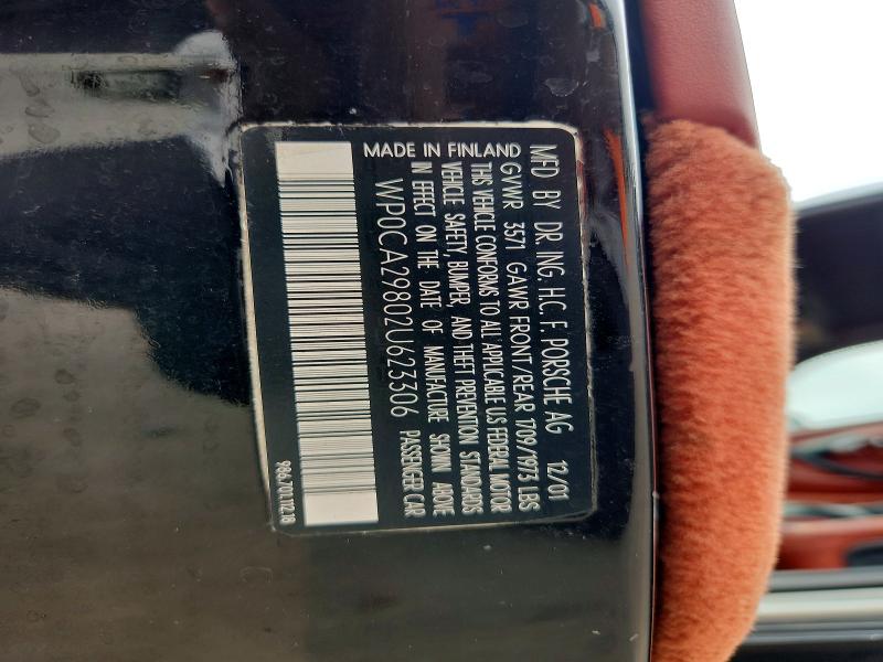 2002 Porsche Boxster მანქანა იყიდება აუქციონზე, vin: WP0CA29802U623306, აუქციონის ნომერი: 66099096