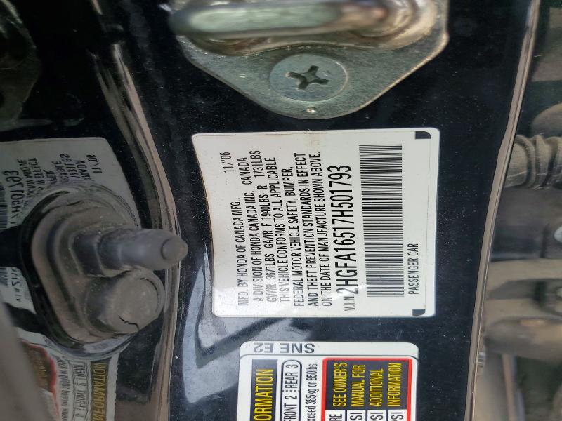 Aukcja sprzedaży 2007 Honda Civic, vin: 2HGFA16517H501793, numer aukcji: 64476956