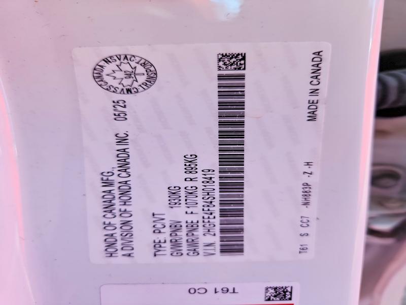 2025 Honda Civic მანქანა იყიდება აუქციონზე, vin: 2HGFE4F84SH018419, აუქციონის ნომერი: 64974516