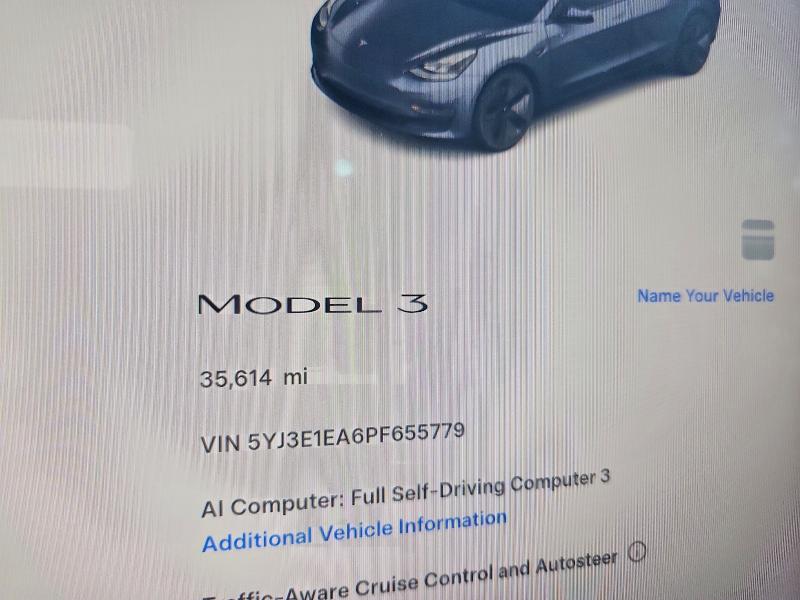 2023 Tesla Model 3 მანქანა იყიდება აუქციონზე, vin: 5YJ3E1EA6PF655779, აუქციონის ნომერი: 64614676