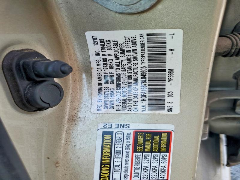 Продаж на аукціоні авто 2008 Honda Civic, vin: 1HGFA16878L045605, номер лоту: 64760396