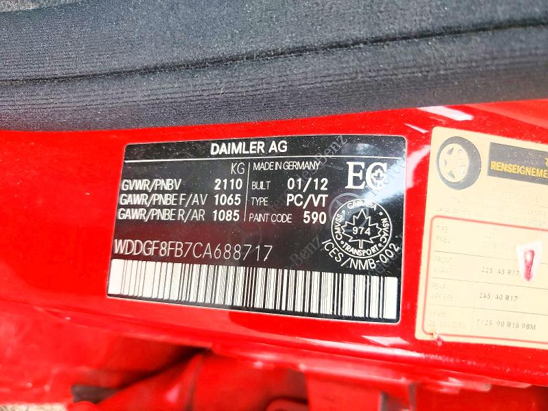 Продаж на аукціоні авто 2012 Mercedes-benz C, vin: WDDGF8FB7CA688717, номер лоту: 66257376