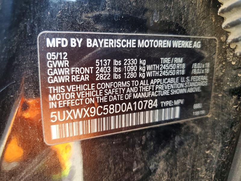 Aukcja sprzedaży 2013 Bmw X3, vin: 5UXWX9C58D0A10784, numer aukcji: 63598756
