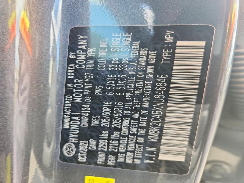 Продаж на аукціоні авто 2022 Hyundai Kona, vin: KM8K2CABXNU846846, номер лоту: 64578236