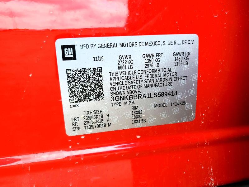 Продаж на аукціоні авто 2020 Chevrolet Blazer, vin: 3GNKBBRA1LS589414, номер лоту: 65460526
