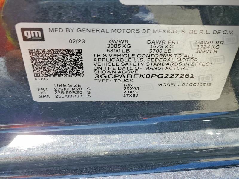 Aukcja sprzedaży 2023 Chevrolet Silverado, vin: 3GCPABEK0PG227261, numer aukcji: 66353426