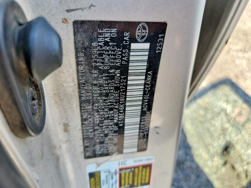 66940926 :رقم المزاد ، 4T1BE46K18U217521 vin ، 2008 Toyota Camry مزاد بيع