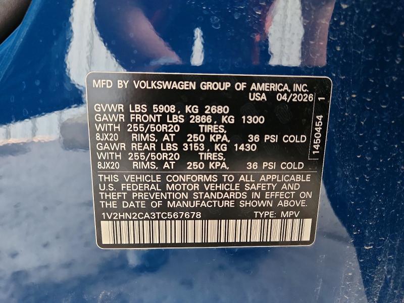 Aukcja sprzedaży 2026 Volkswagen Atlas, vin: 1V2HN2CA3TC567678, numer aukcji: 63747596