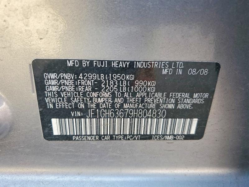 Продажа на аукционе авто 2009 Subaru Impreza, vin: JF1GH63679H804830, номер лота: 63584206