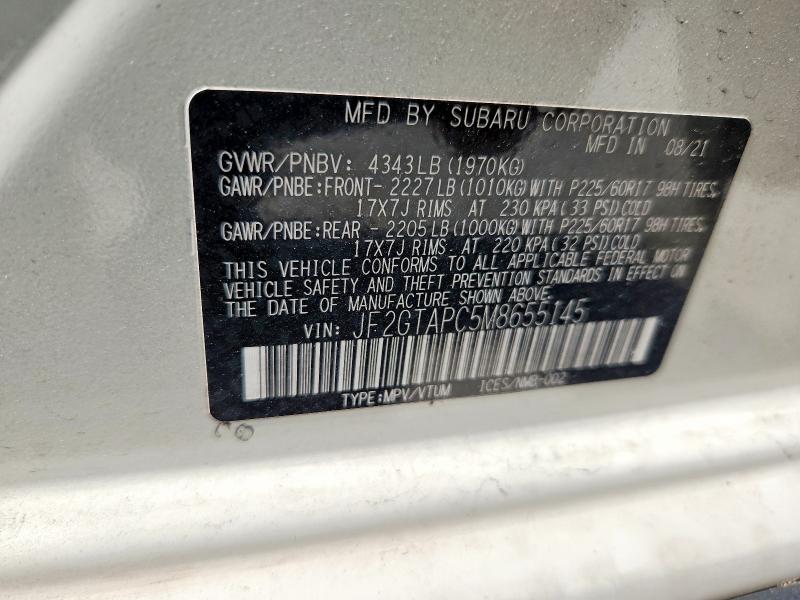 63224696 :رقم المزاد ، JF2GTAPC5M8655145 vin ، 2021 Subaru Crosstrek مزاد بيع