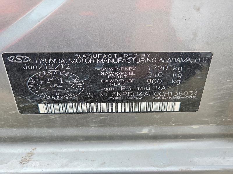 Aukcja sprzedaży 2012 Hyundai Elantra, vin: 5NPDH4AE0CH136034, numer aukcji: 64665626