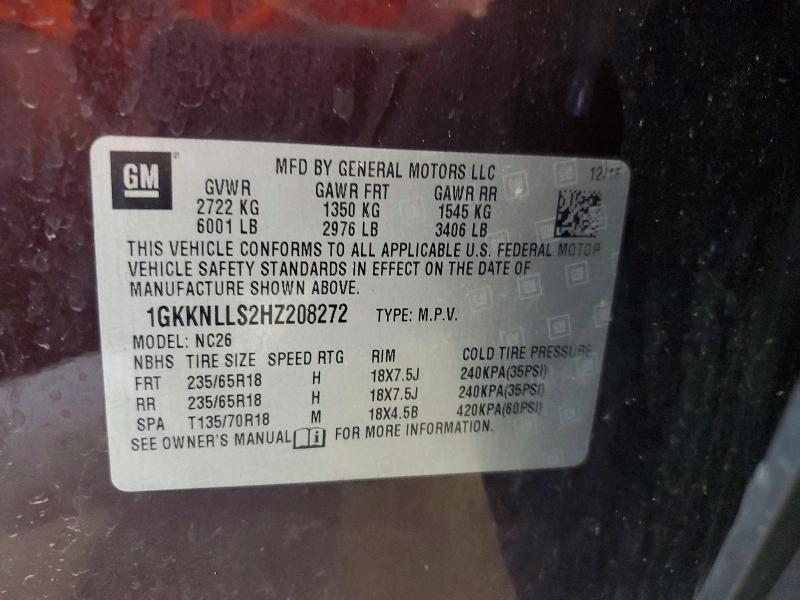 2017 Gmc Acadia მანქანა იყიდება აუქციონზე, vin: 1GKKNLLS2HZ208272, აუქციონის ნომერი: 64184966