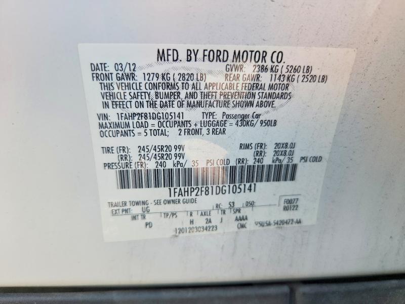 Aukcja sprzedaży 2013 Ford Taurus, vin: 1FAHP2F81DG105141, numer aukcji: 64026766