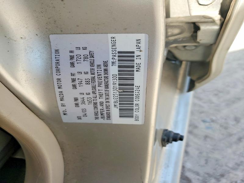 Продажа на аукционе авто 2003 Mazda Protege, vin: JM1BJ225130191300, номер лота: 65811806