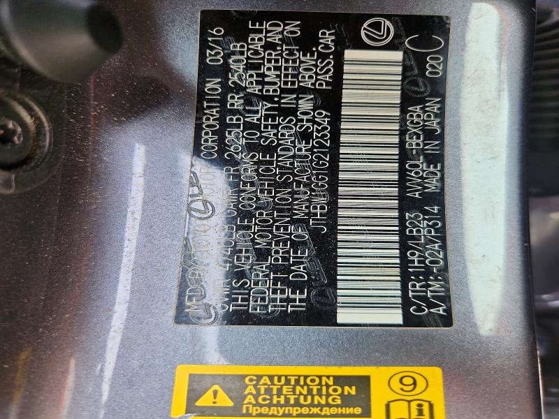 Aukcja sprzedaży 2016 Lexus Es, vin: JTHBW1GG1G2123349, numer aukcji: 66955896