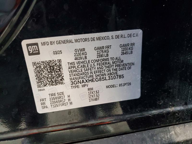 66618886 :رقم المزاد ، 3GNAXHEG8SL310785 vin ، 2025 Chevrolet Equinox مزاد بيع