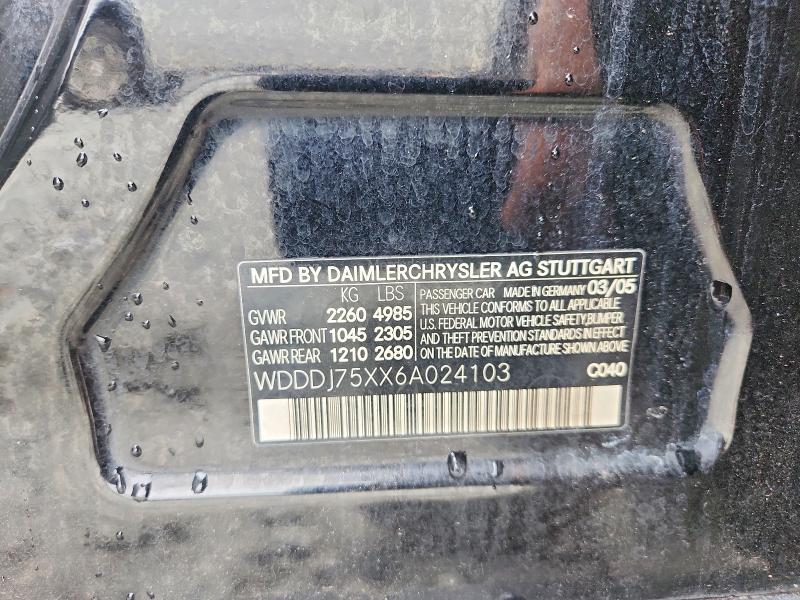 Продаж на аукціоні авто 2006 Mercedes-benz Cls, vin: WDDDJ75XX6A024103, номер лоту: 64011906