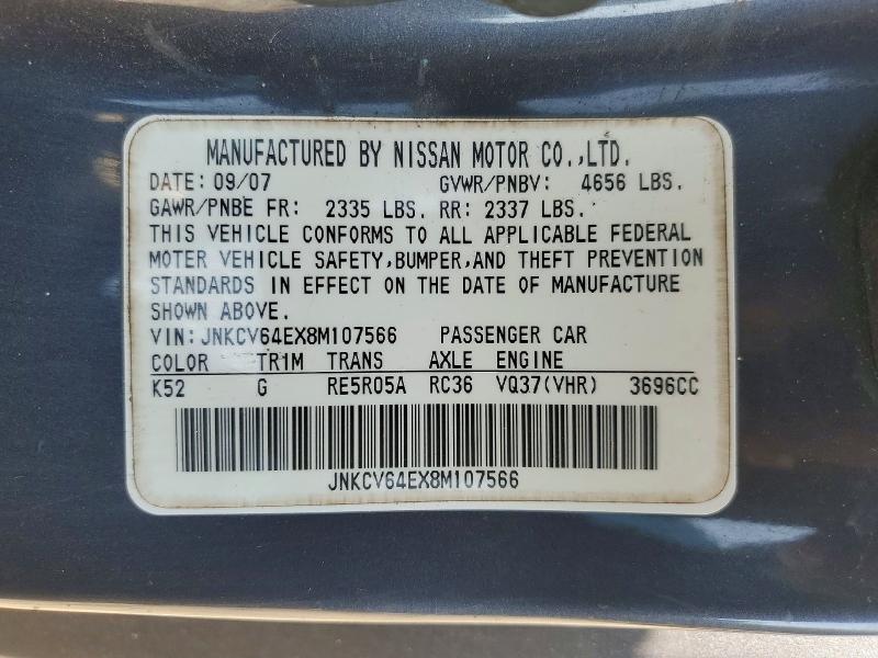 Продажа на аукционе авто 2008 Infiniti G37, vin: JNKCV64EX8M107566, номер лота: 65198526