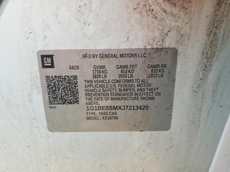 Aukcja sprzedaży 2018 Chevrolet Cruze, vin: 1G1BE5SMXJ7213420, numer aukcji: 64241696
