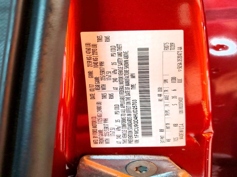 64319826 :رقم المزاد ، 1FMCU9GD4HUD25703 vin ، 2017 Ford Escape مزاد بيع