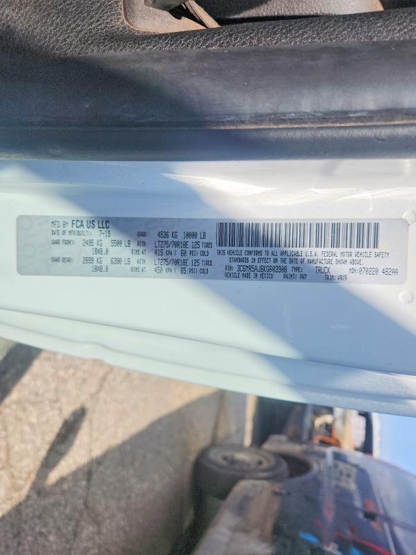 66129866 :رقم المزاد ، 3C6MR5AJ6KG603908 vin ، 2019 Ram 2500 مزاد بيع