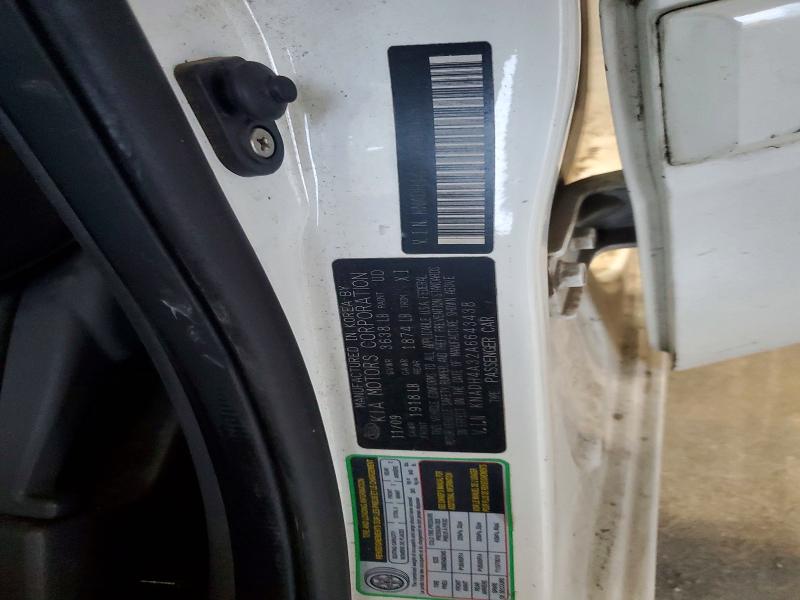 65603726 :رقم المزاد ، KNADH4A32A6643438 vin ، 2010 Kia Rio مزاد بيع