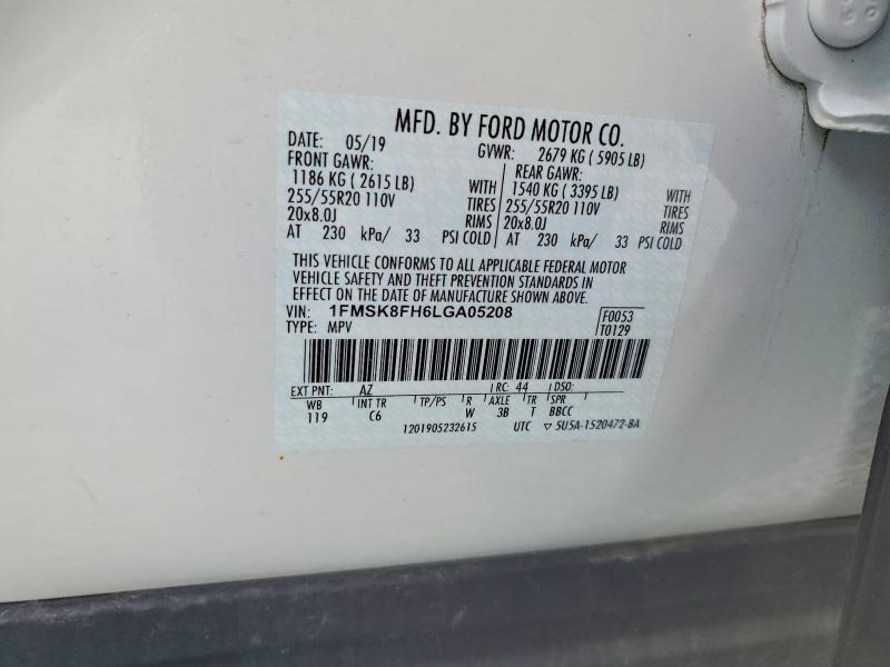 Продажа на аукционе авто 2020 Ford Explorer, vin: 1FMSK8FH6LGA05208, номер лота: 62451556