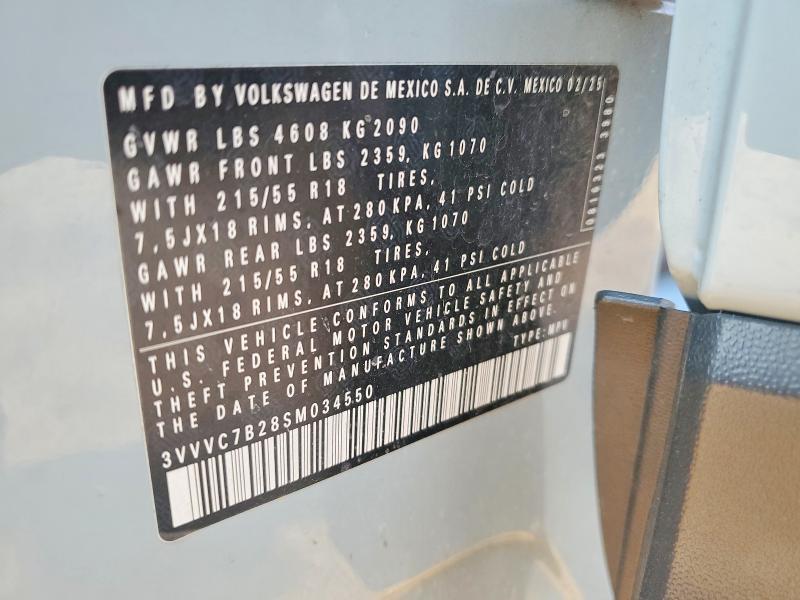 Aukcja sprzedaży 2025 Volkswagen Taos, vin: 3VVVC7B28SM034550, numer aukcji: 62824176