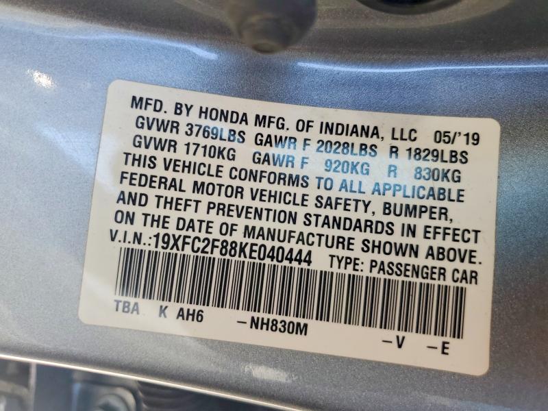 66155036 :رقم المزاد ، 19XFC2F88KE040444 vin ، 2019 Honda Civic مزاد بيع