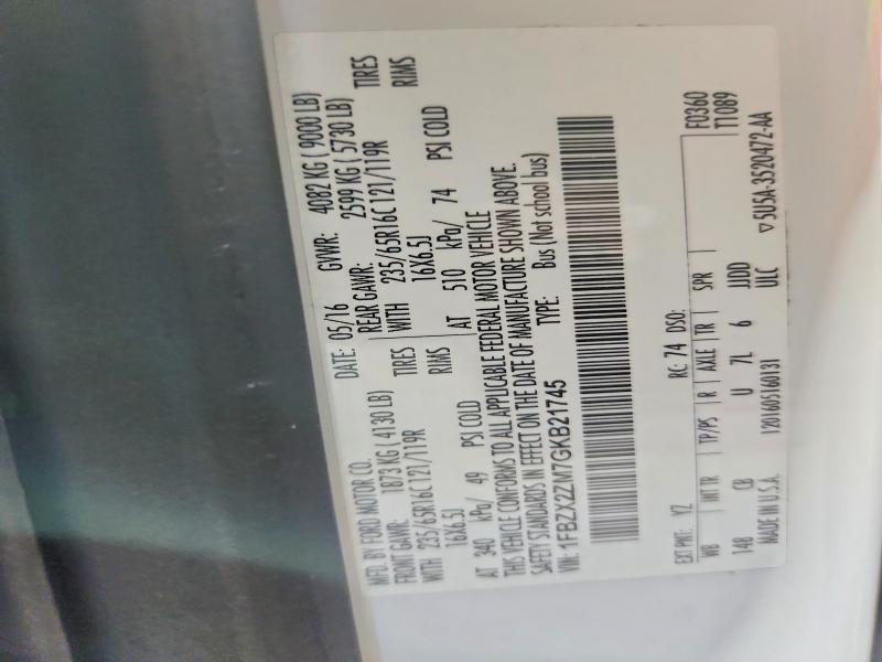 Aukcja sprzedaży 2016 Ford Transit, vin: 1FBZX2ZM7GKB21745, numer aukcji: 63160706