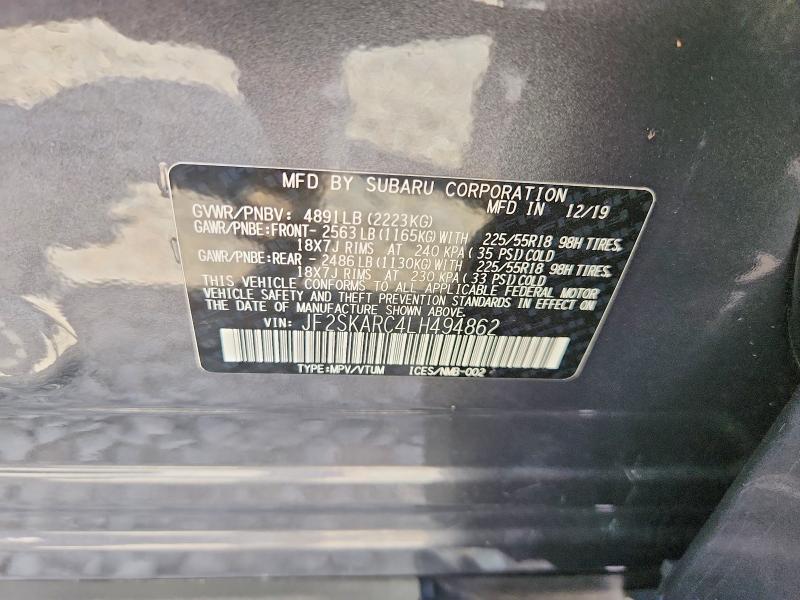 Aukcja sprzedaży 2020 Subaru Forester, vin: JF2SKARC4LH494862, numer aukcji: 65564386