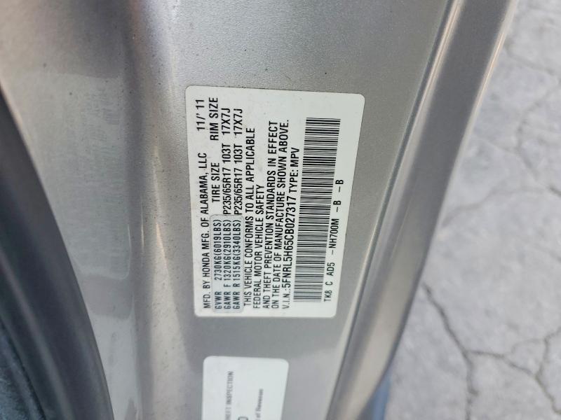 Aukcja sprzedaży 2012 Honda Odyssey, vin: 5FNRL5H65CB027317, numer aukcji: 63423796