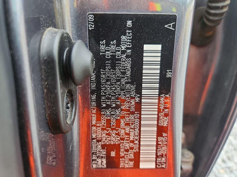 Продажа на аукционе авто 2010 Toyota Highlander, vin: 5TDJK3EH9AS009101, номер лота: 63859146