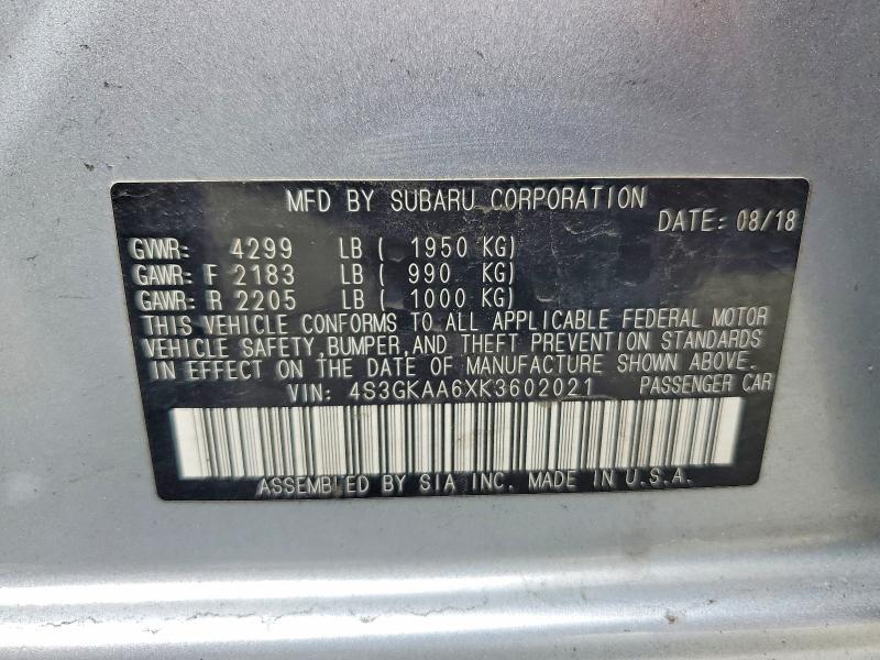 Aukcja sprzedaży 2019 Subaru Impreza, vin: 4S3GKAA6XK3602021, numer aukcji: 63472966