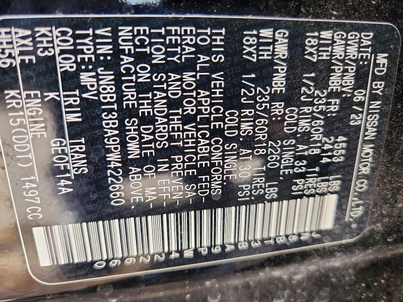 2023 Nissan Rogue მანქანა იყიდება აუქციონზე, vin: JN8BT3BA9PW422660, აუქციონის ნომერი: 65410436