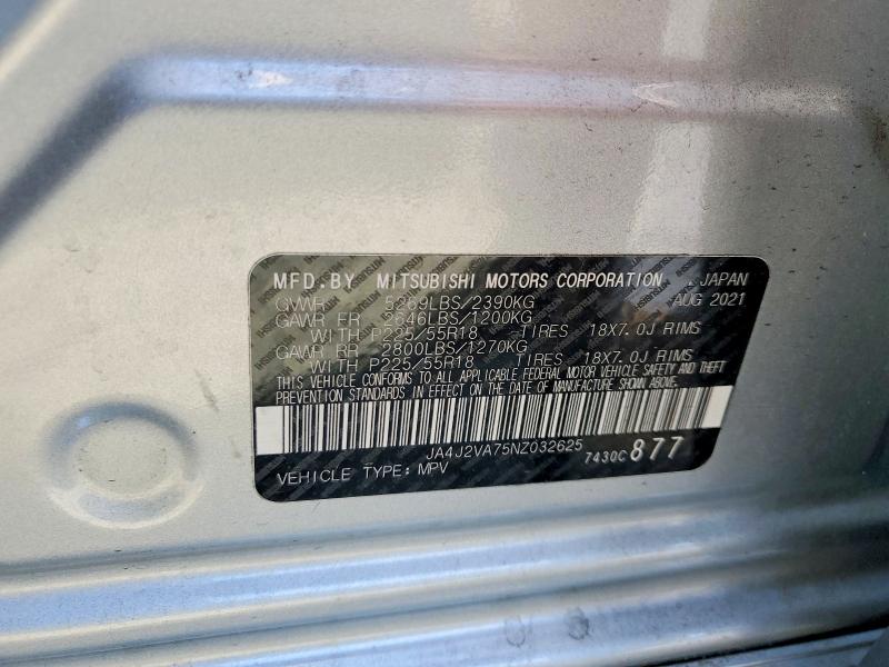 Продажа на аукционе авто 2022 Mitsubishi Outlander, vin: JA4J2VA75NZ032625, номер лота: 65372116