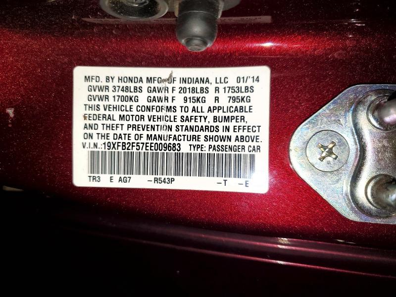 Aukcja sprzedaży 2014 Honda Civic, vin: 19XFB2F57EE009683, numer aukcji: 64487836