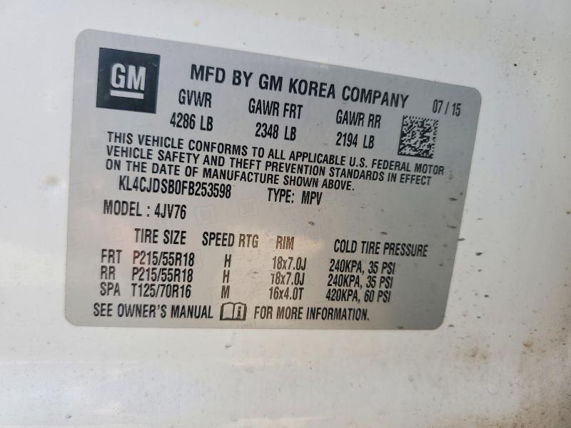 Aukcja sprzedaży 2015 Buick Encore, vin: KL4CJDSB0FB253598, numer aukcji: 64428426