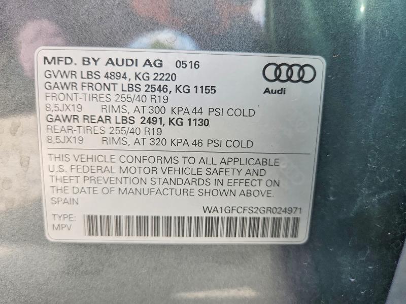 Aukcja sprzedaży 2016 Audi Q3, vin: WA1GFCFS2GR024971, numer aukcji: 66226446